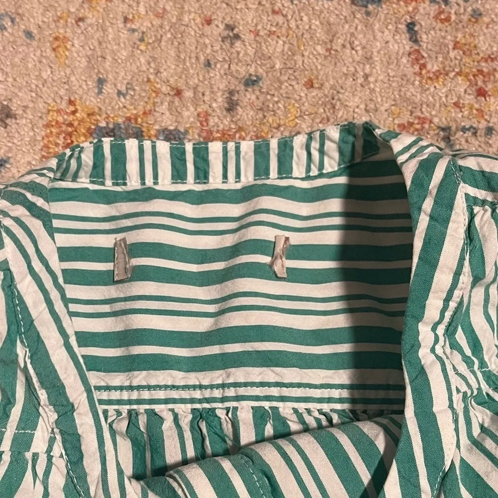 Loft green striped sleeveless button-down cotton top - Picture 5 of 5